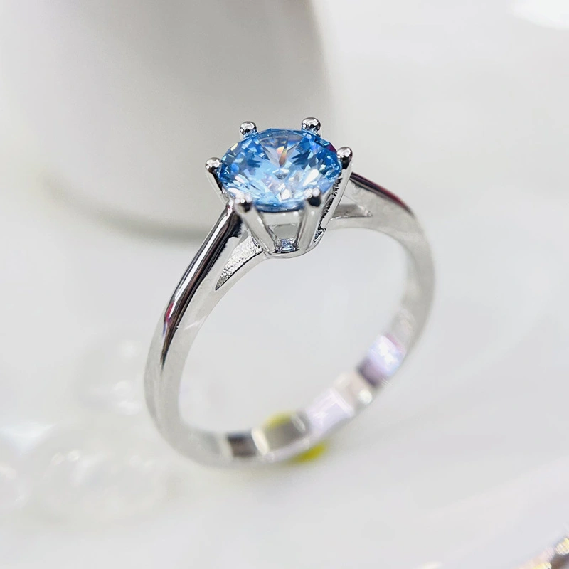 Hainon summer women's ring Charm sea blue zircon silver plating ring jewelry wedding Rings 1