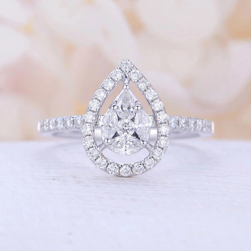 2021 summer women's ring hollow water drop pear-shaped jewelry Engagement Rings 1