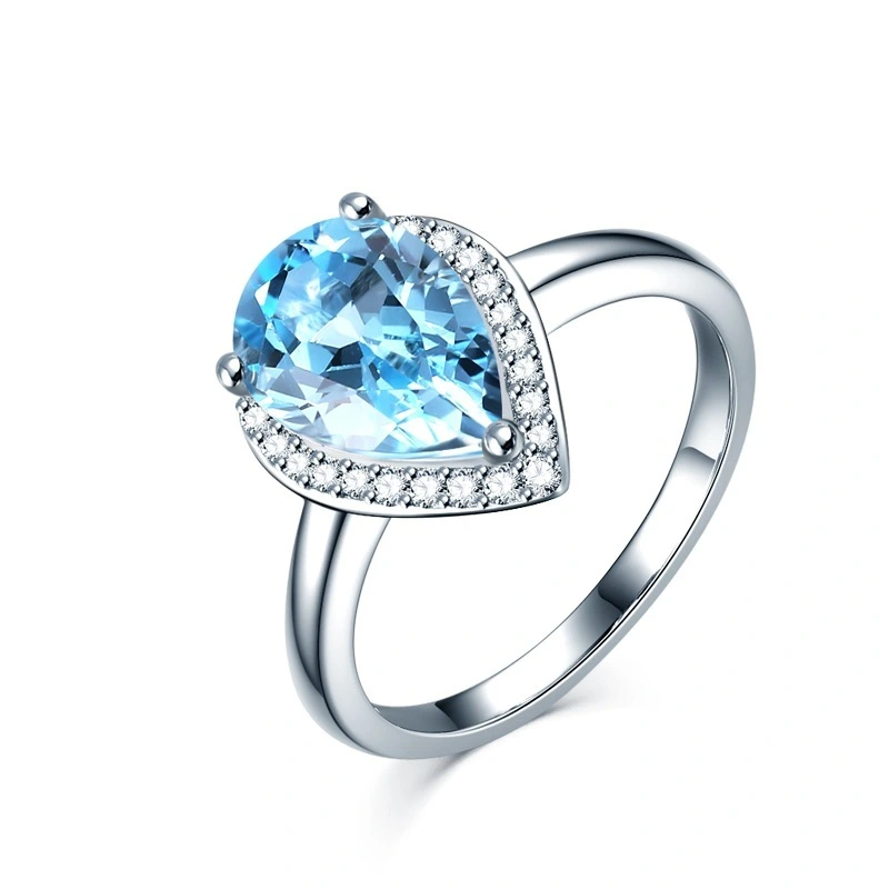 2021 summer women's ring Charm Shiny blue water drop ring jewelry Engagement Rings 1