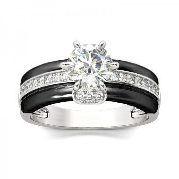 Hainon Classical  Statement Promise Ring Wedding Engagement ring Jewelry Gift Women Gift card flannel bag set 1