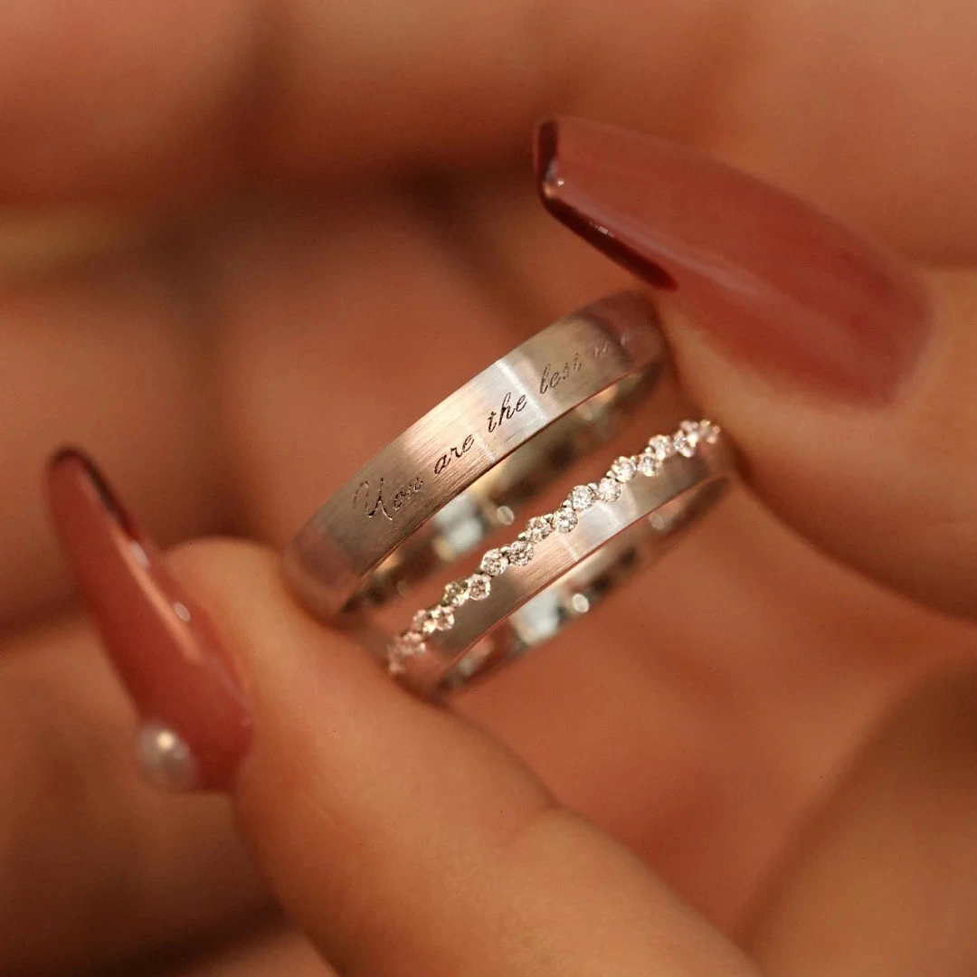 New Couples Ring For Lovers Micro-set Zircon Jewelry Adjustable Pair Of Silver Plated Rings Men Women Festival Birthday Gift 1