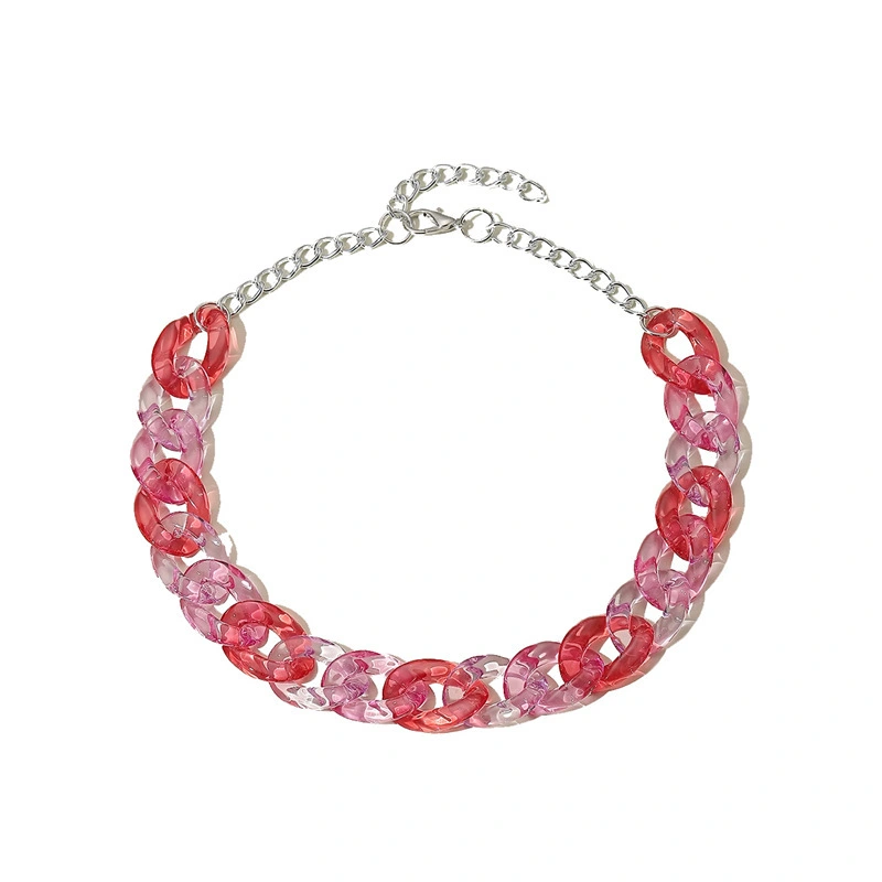 Women's Geometric crystal transparent color necklace acrylic jewelry plastic resin necklace 1