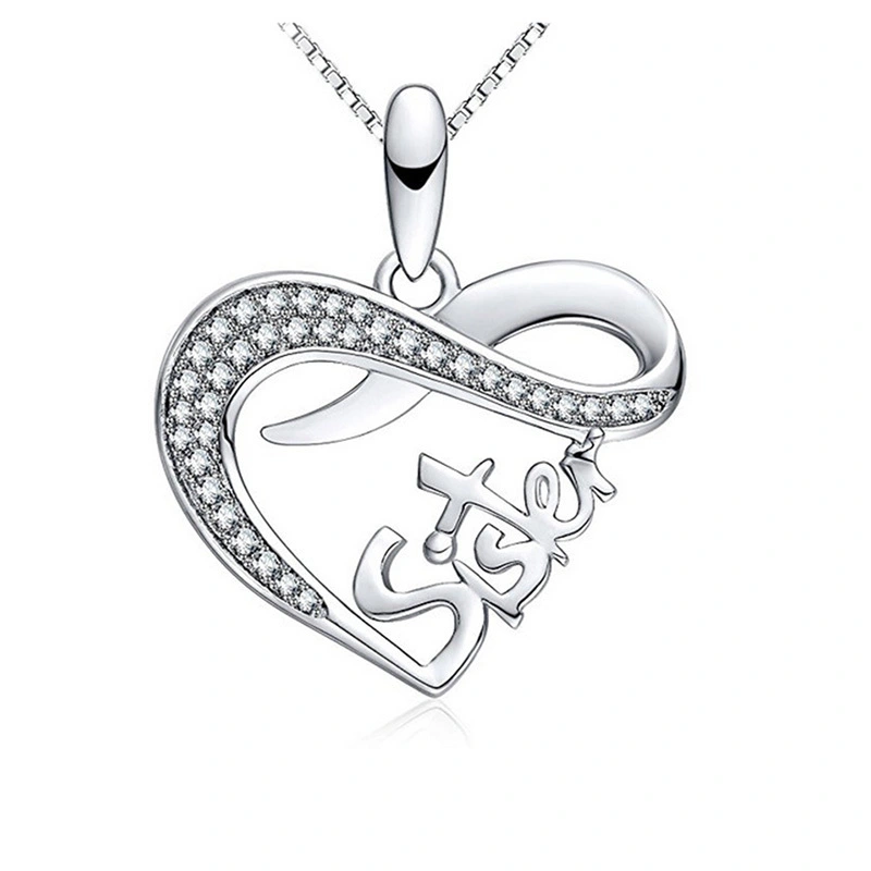 Hainon custom silsiter silver Necklace Letter Necklace Gift for sister girl Jewelry 1
