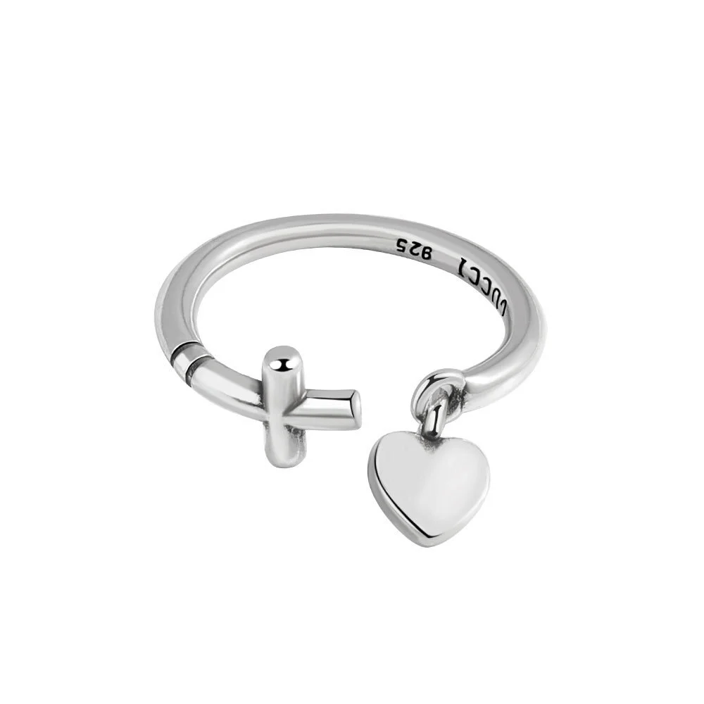 Hainon Simple retro cross love pendant ring wild small exquisite temperament index finger ring wholesale 1