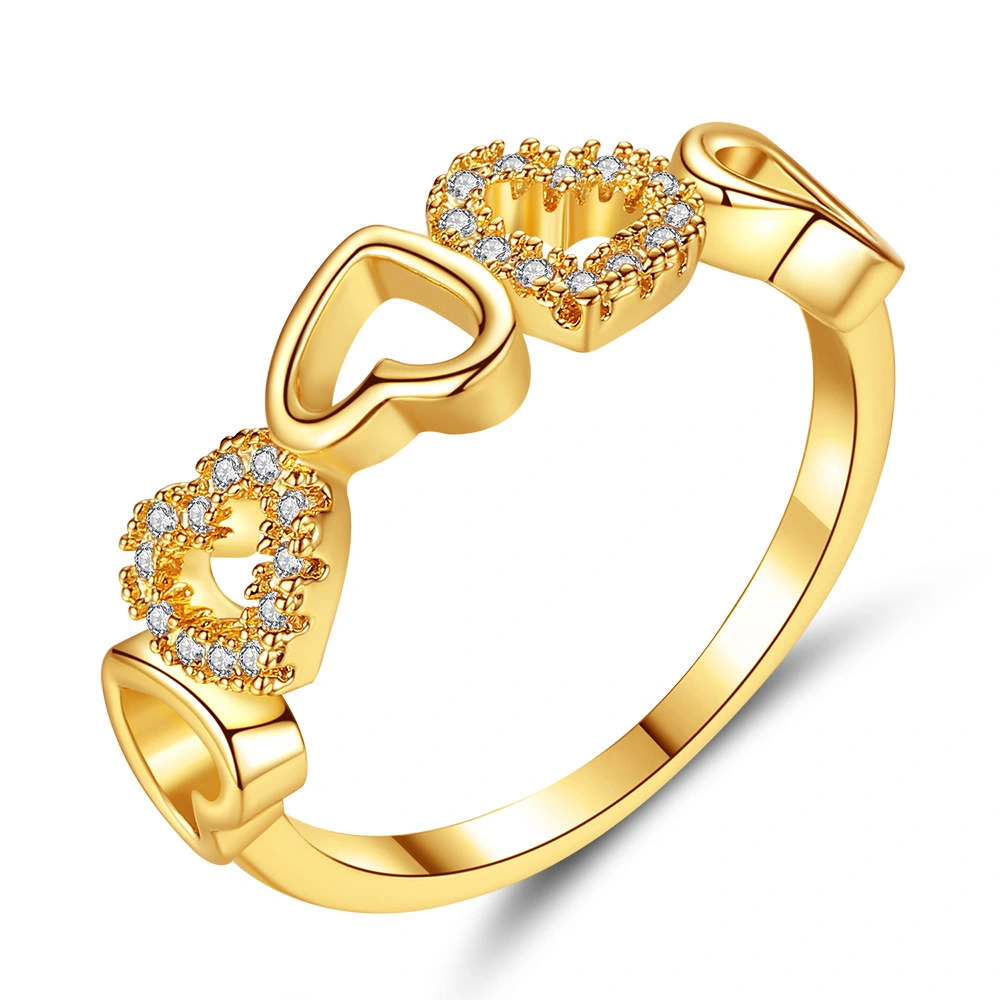 Hainon Creative Love Connecting Ring Temperament Popular Fashion Peach Heart Ring jewelry wholesale 1