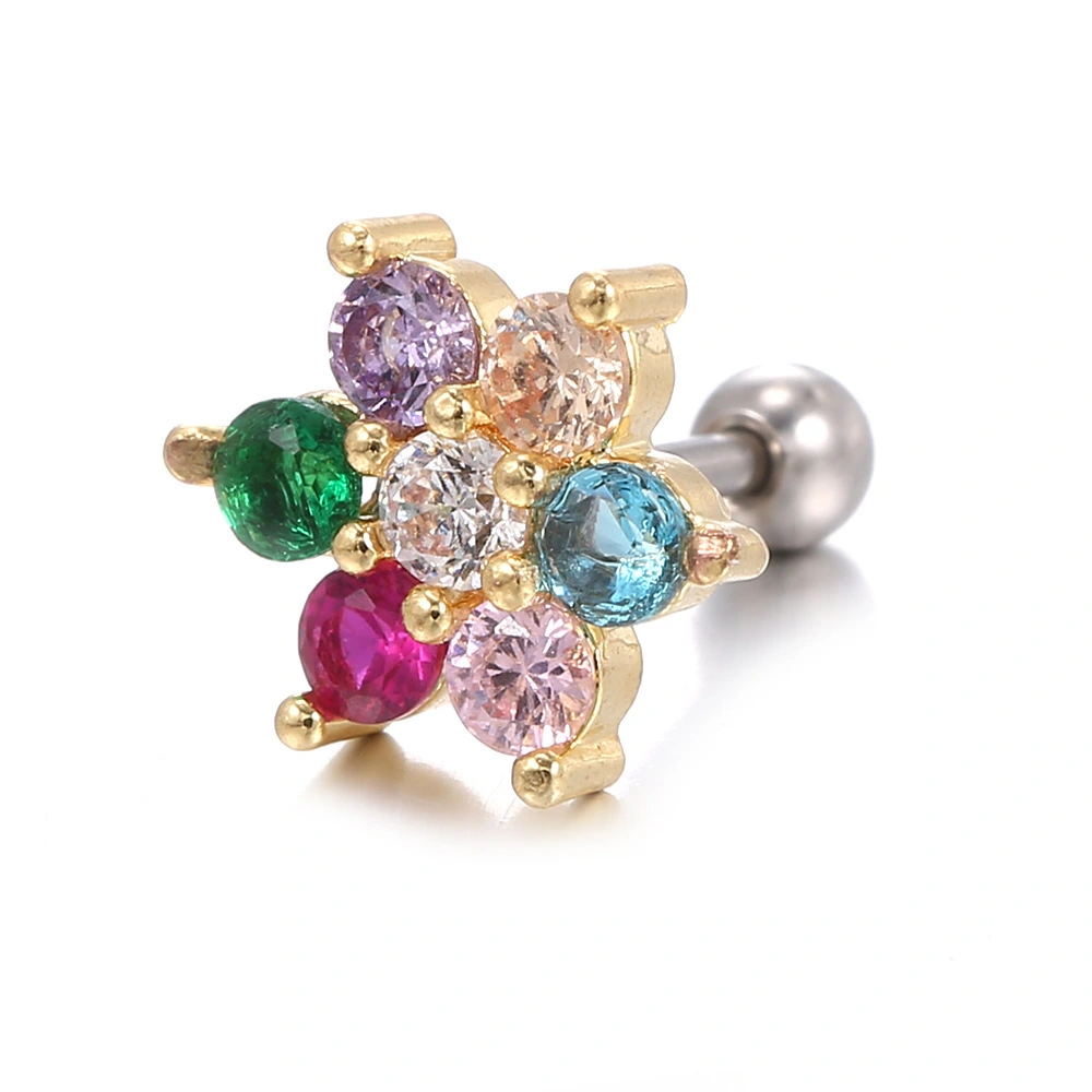 Hainon Personality creative earrings trendy fashion colorful flower earrings red purple round zircon jewelry 1
