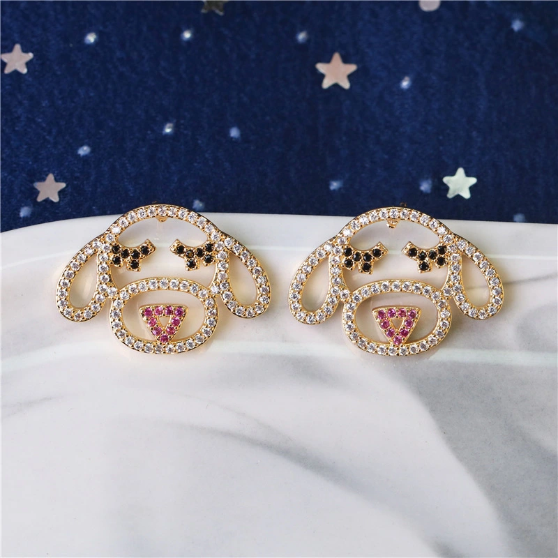 Hainon Zircon hollow dog earrings simple earrings new trendy temperament earrings jewelry for women 1