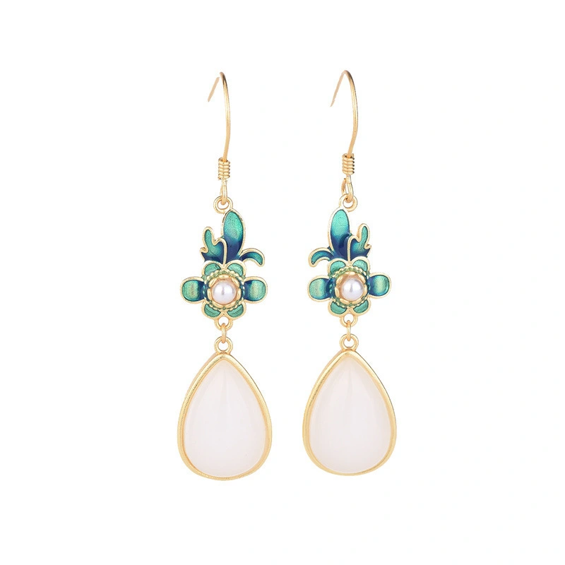 Hainon Chinese style Niche design earrings pink earrings vintage palace earrings jewelry for women 1
