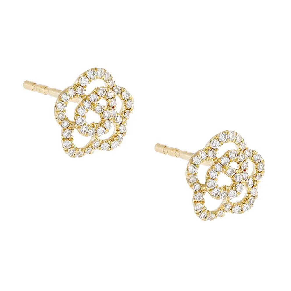 Hainon Temperament rose flower earrings earrings hot selling hollow flower earrings brass jewelry 1