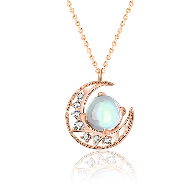 Hainon 925 sterling silver necklace moon romantic holiday gifts jewelry necklace 1