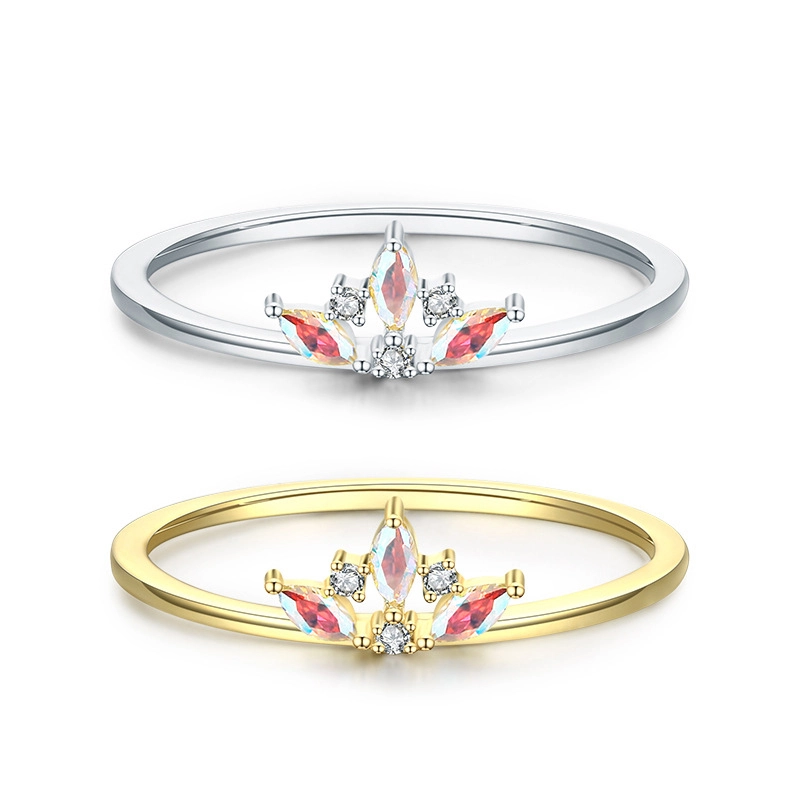 Hainon new Design crown 925 sterling silver ring female light luxury style ring Gift card flannel bag set 1