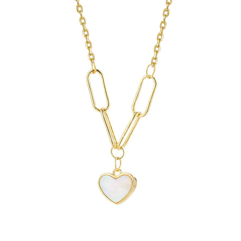 Hainon S925 sterling silver love shell pendant splicing chain personality 2021 new fashion fine clavicle chain 1