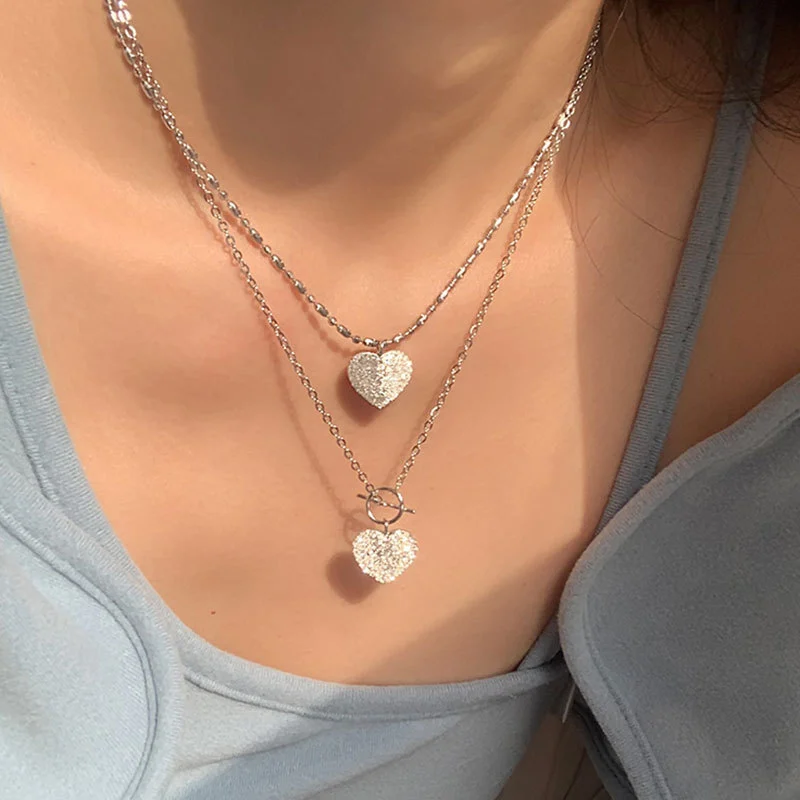 Hainon s925 silver starlight love necklace niche French style high quality clavicle chain wholesale fashion 1