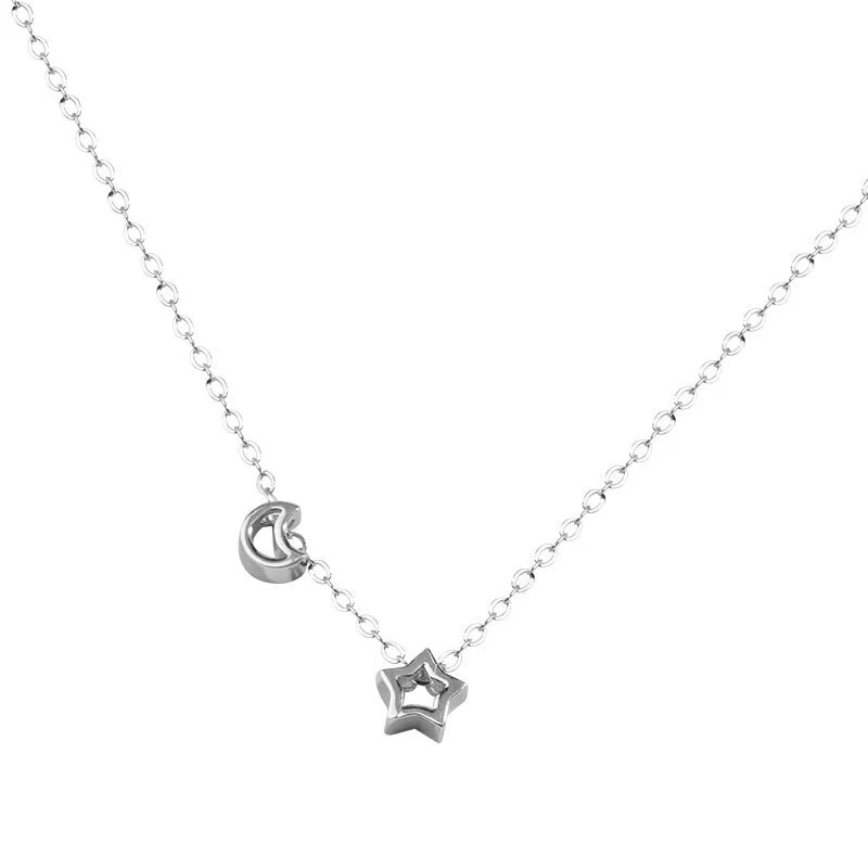 Hainon silver star and moon combination necklace women's temperament simple design student clavicle chain 1