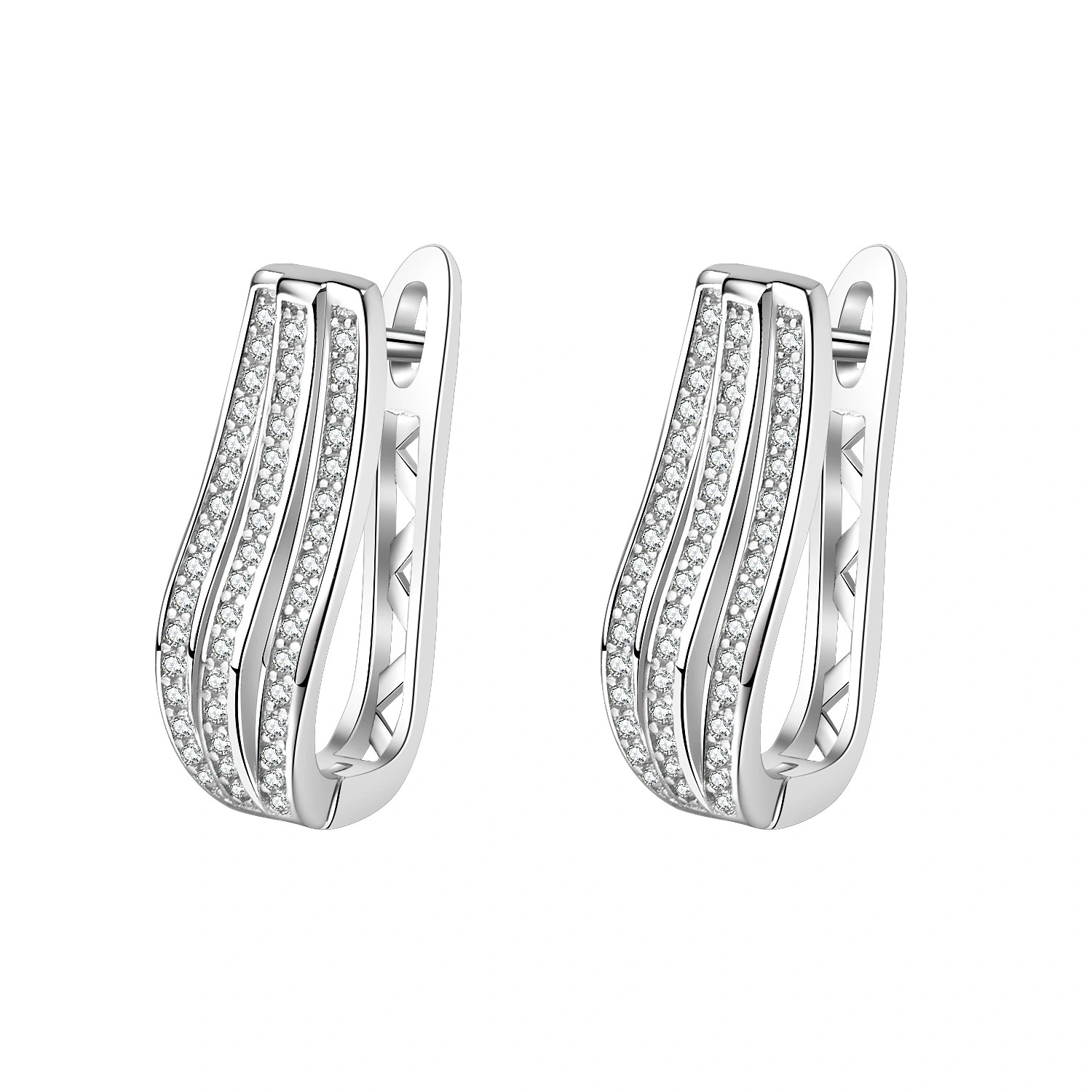 Hainon 2022 Three rows earrings luxury zircon clip earrings Shiny fashion jewelry New 1
