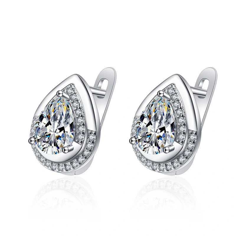 Hainon 2022 water drop earrings luxury zircon clip earrings Shiny fashion jewelry New 1