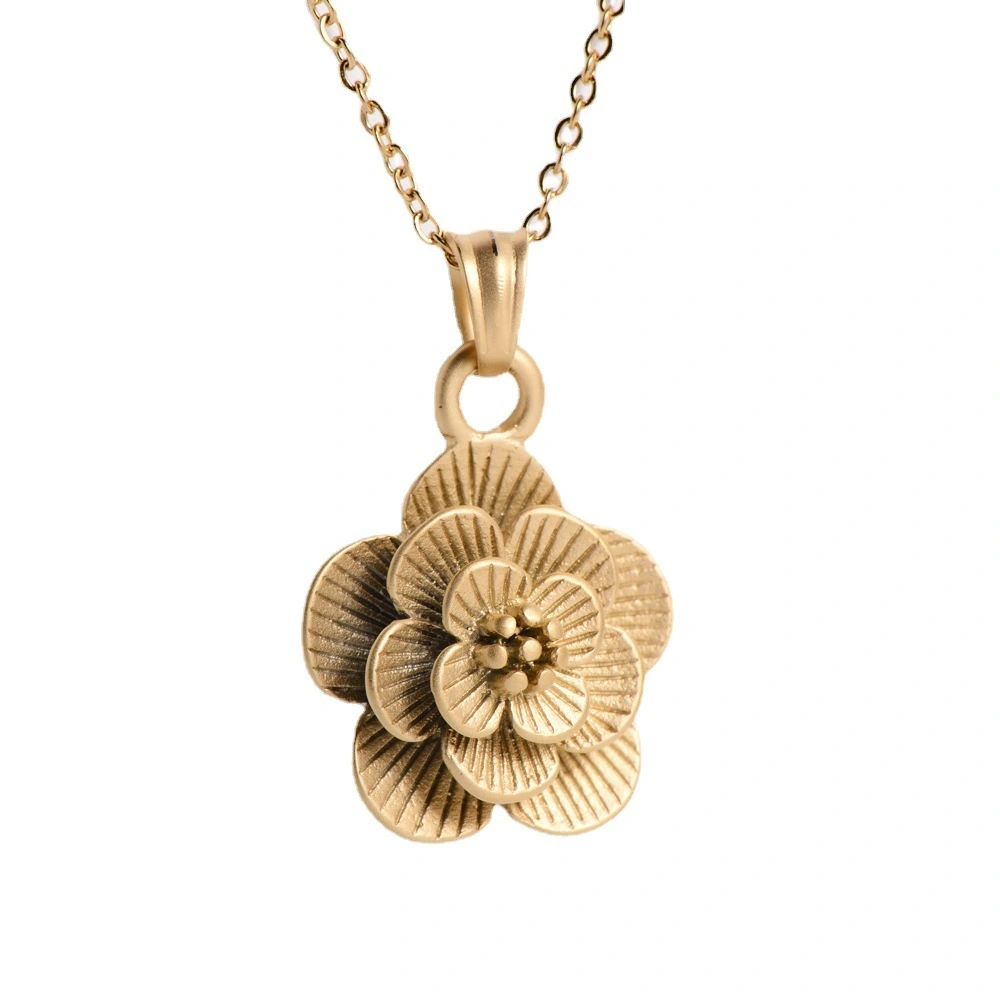 Hainon Personalized Gifts for Mom Flower Pendant Necklace Stainless steel 18K Gold Plated Jewelry Gifts Necklace 1