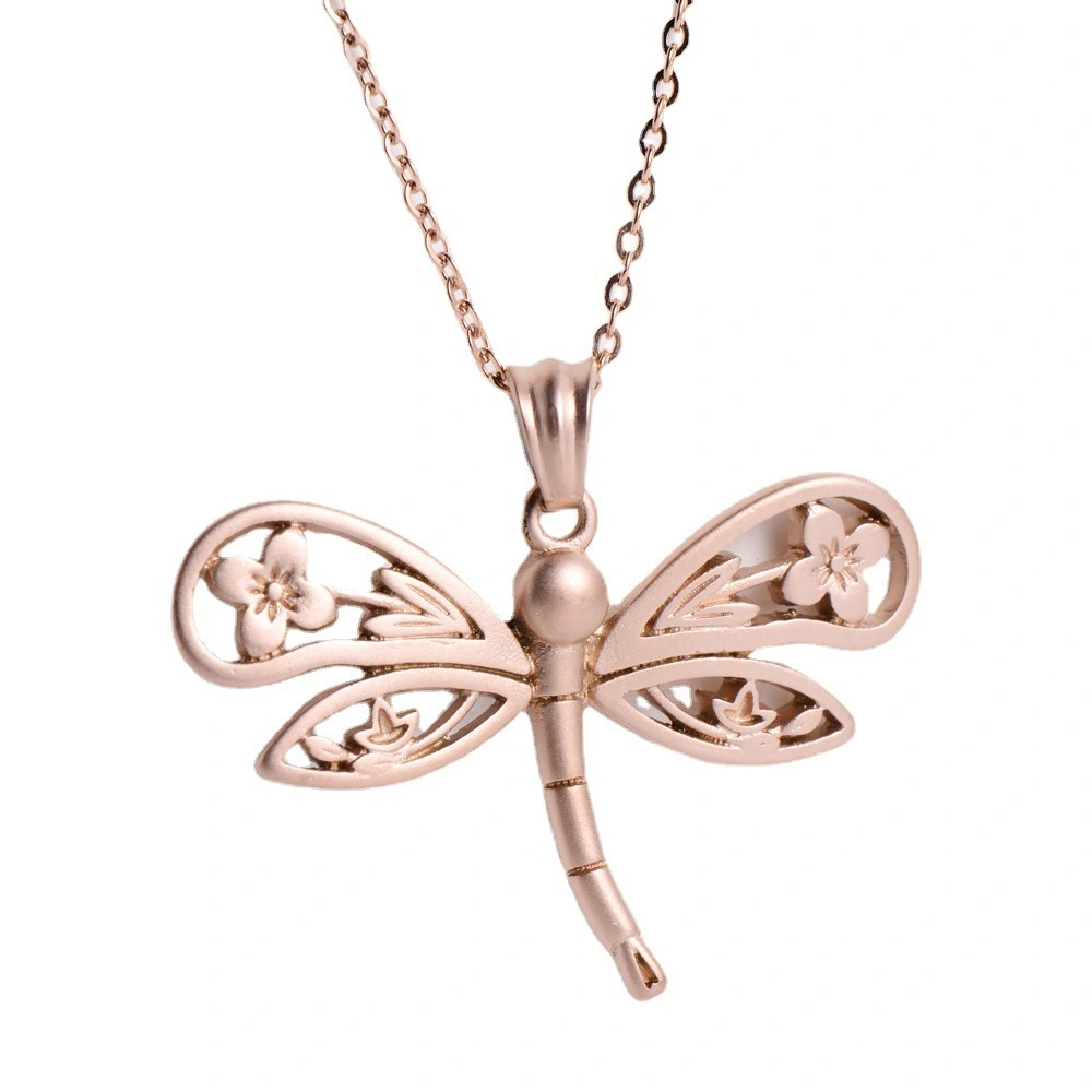 Hainon Personalized Gifts for Mom Animal Dragonfly Pendant Necklace Stainless steel rose Gold Plated Jewelry Gifts Necklace 1