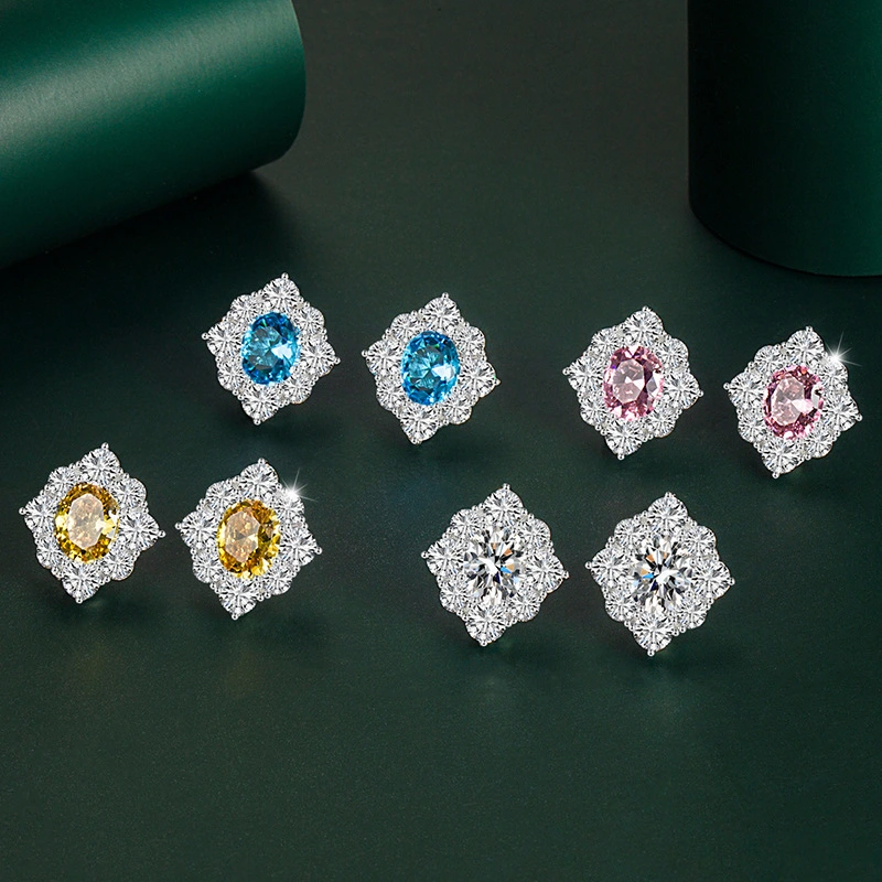 Hainon 2022 Earrings jewelry Women Luxury shiny diamond stud earrings silver plated gift wholesale 1