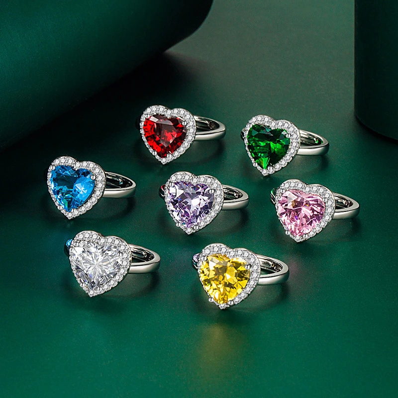 Hainon 2022 Adjustable rings Luxury classical Big HEART rings jewelry women Anniversary gift 1