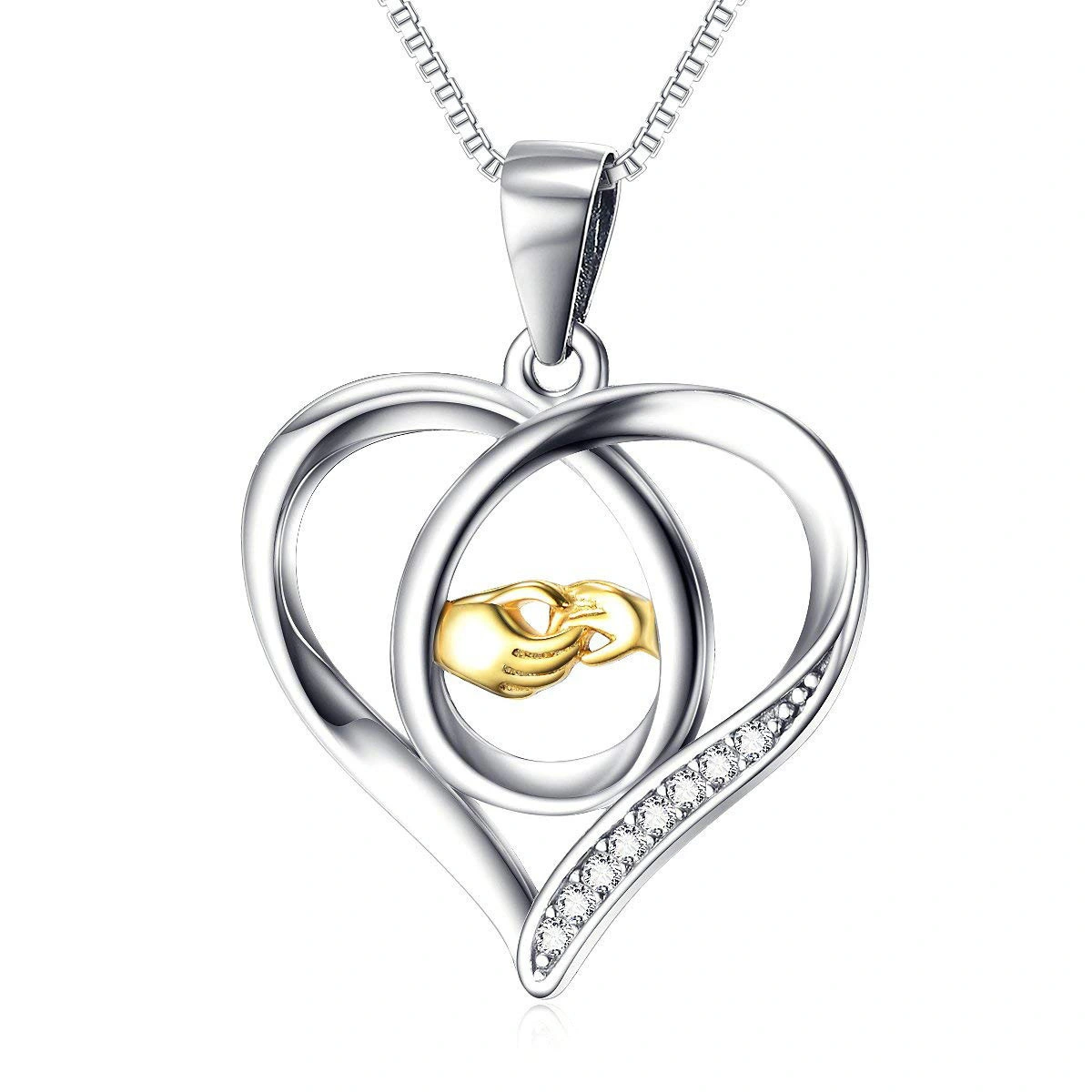 Hainon18k gold necklace zircon Jewelry silver plated heart babygirl mom gold necklace personalised 1