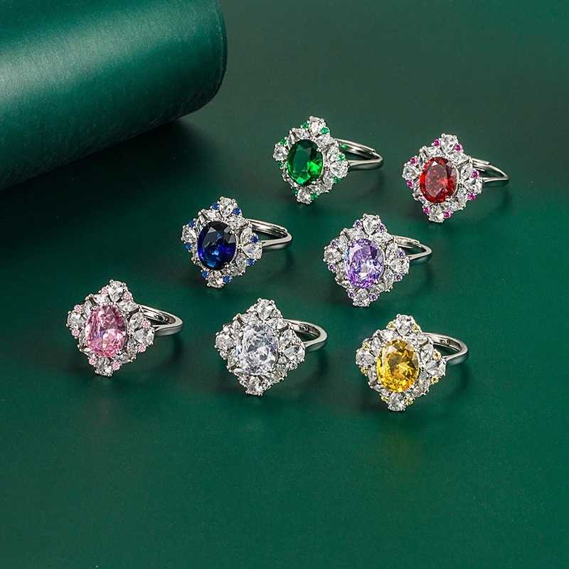 Hainon 2022 Adjustable rings Luxury big flower colorful zircon rings jewelry women Anniversary gift 1