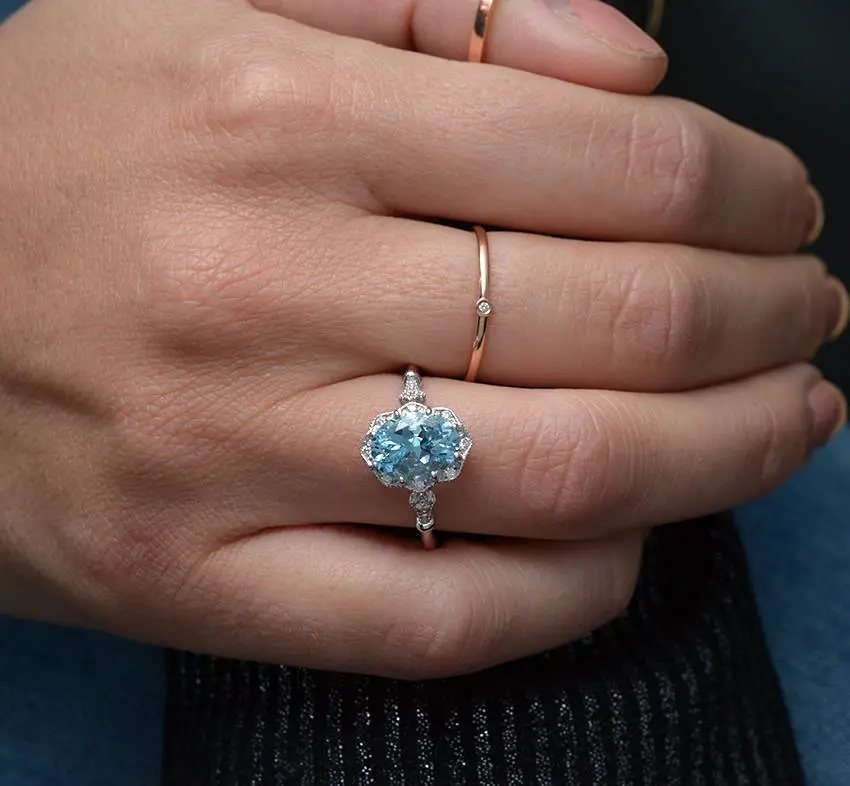 2021 summer women's ring Charm Navy blue zircon silver plating ring jewelry Engagement Rings 1