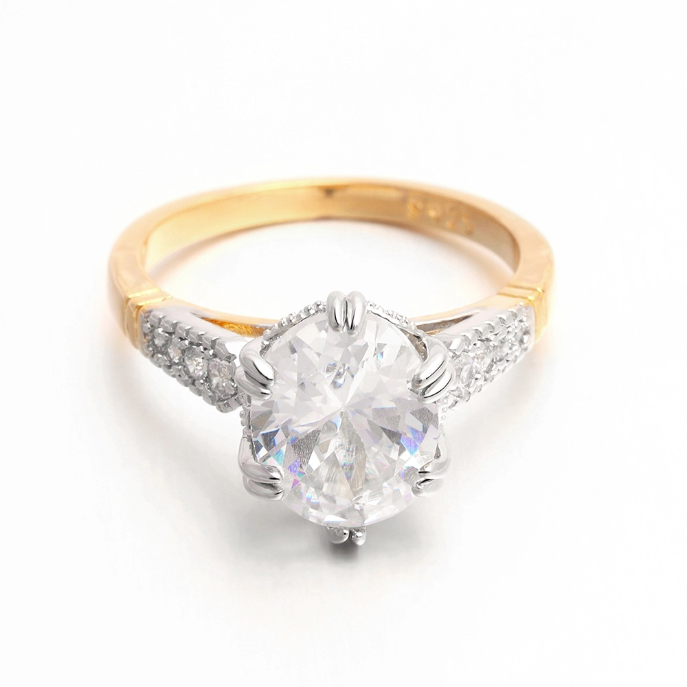 Hainon European and American new jewelry two color zircon ladies ring trendy brass jewelry Gift card flannel bag set 1