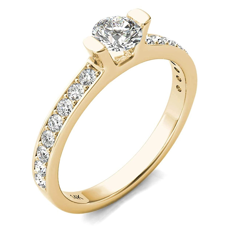 Hainon fashion wholesale Vintage Platinum Plated round zircon rings jewelry for Women Girls gift card 1