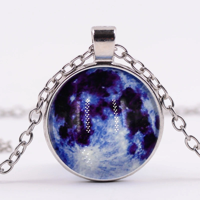 Hot sale Harajuku universe fantasy starry night light necklace DIY retro time gemstone glass luminous pendant necklace wholesale 1