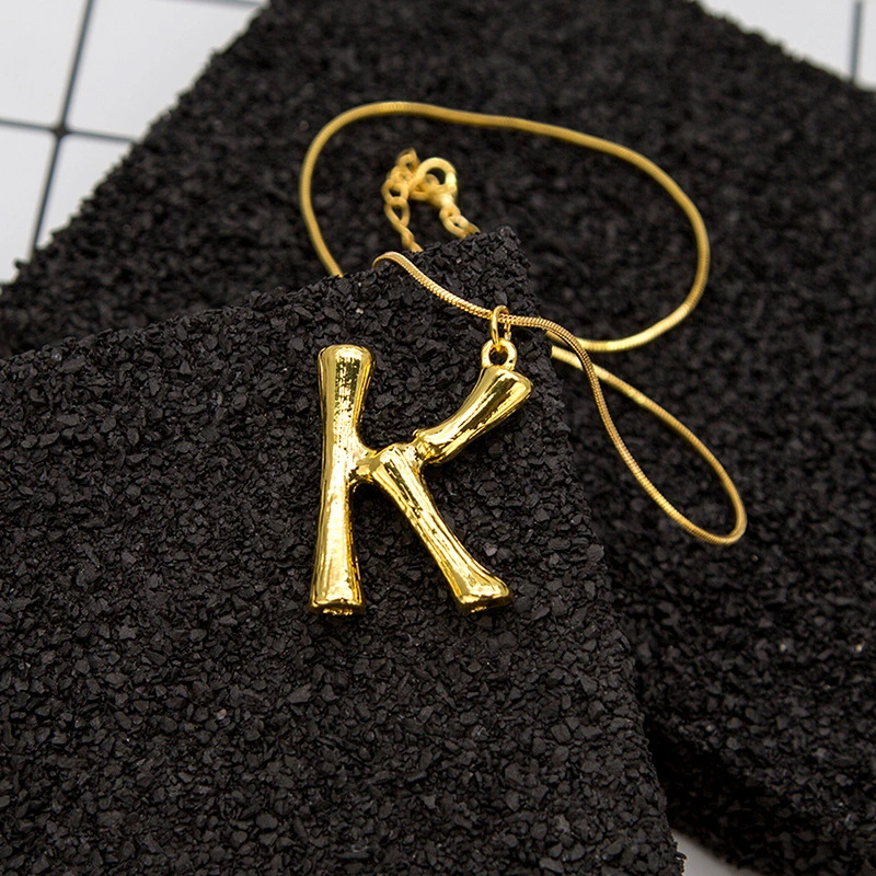 Yiwu Hainon Fashion 26 English Alphabet Necklace gold color English Alphabet Pendant necklace wholesale 1