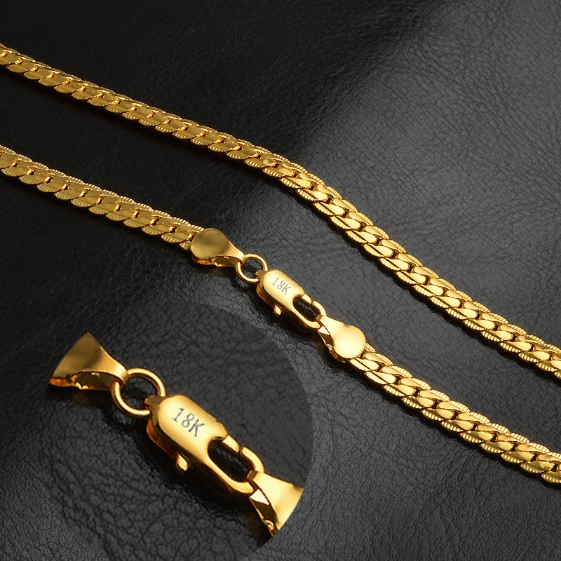 Hainon wholesale color 18k gold necklace 5mm 20inch for men factory oem stamped logo 18kgf chain brass stock 1