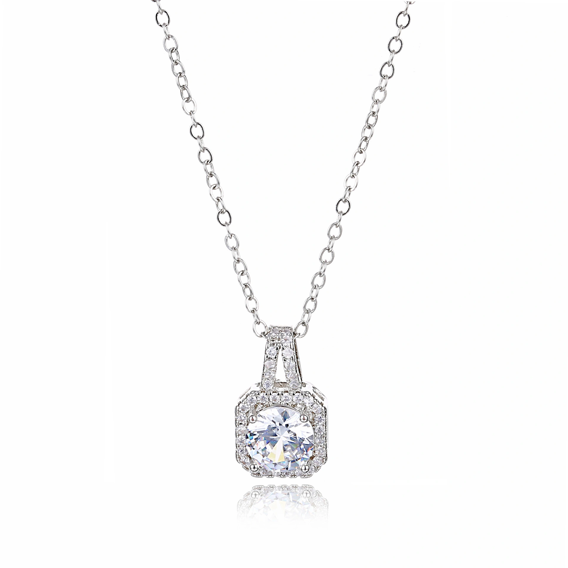 2018 wholesale necklace Yiwu Factory Simple temperament square zircon shiny pendant necklace 1