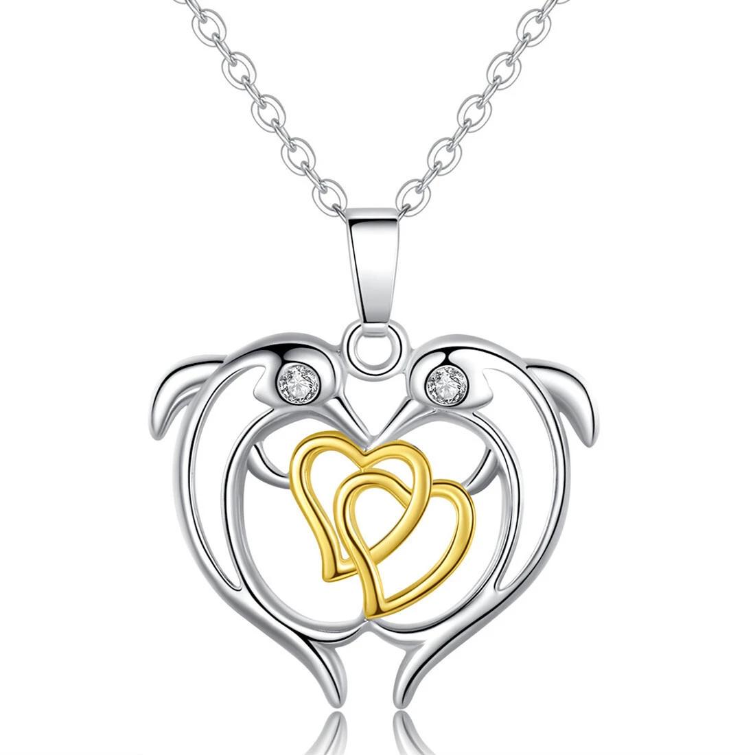 Hainon Simple fashion heart Dolphin pendant necklace jewelry Valentine's day gift wholesale jewelry for women 1