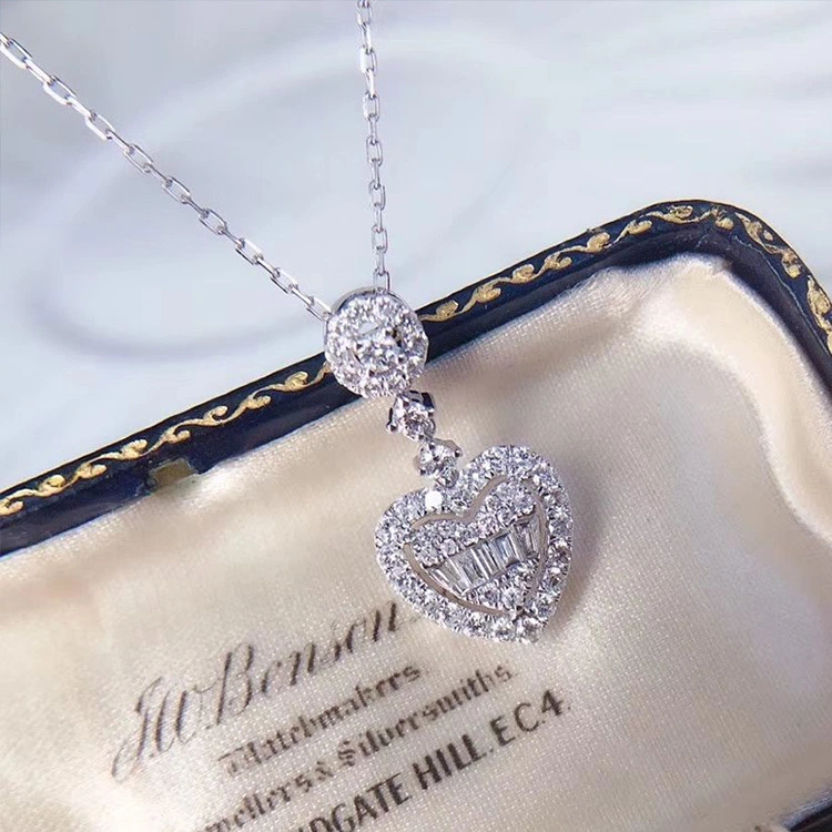Hainon Sterling Silver Heart Necklace For Women Heart Pendant Necklace Clavicle Chain Valentine Day Gift Wholesale Supplier 1