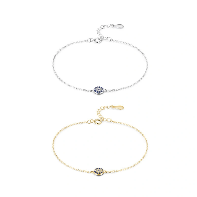Hainon s925 sterling silver bracelet female simple wild devil eyes micro inlaid hand jewelry Gift card flannel bag set 1
