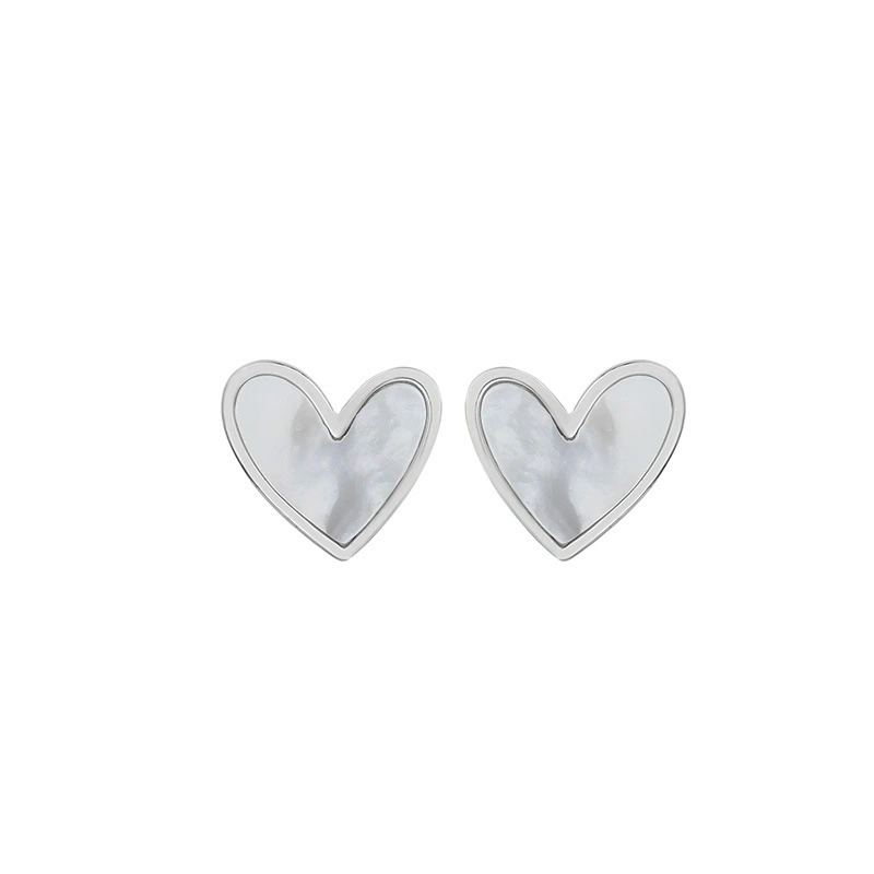 Hainon 925 silver stud earrings women Romantic 10mm heart Shell jewelry earings 2021 wholesale 1
