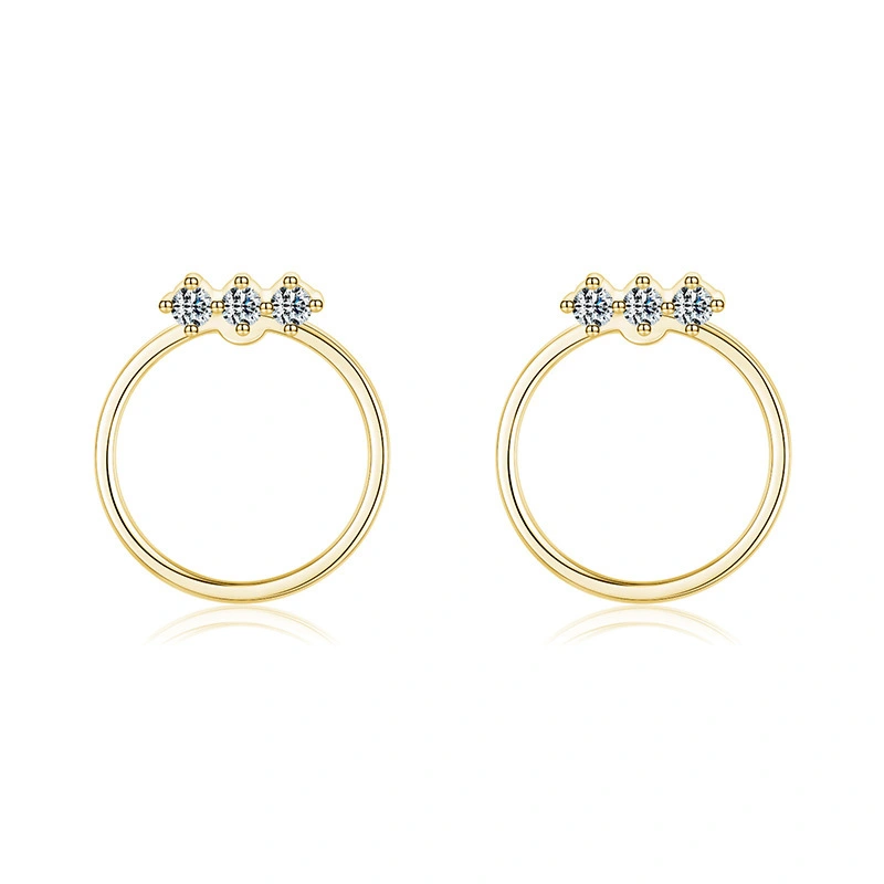 Hainon 2021 fashion Original s925 sterling silver round simple zircon stud earrings Gift card flannel bag set 1
