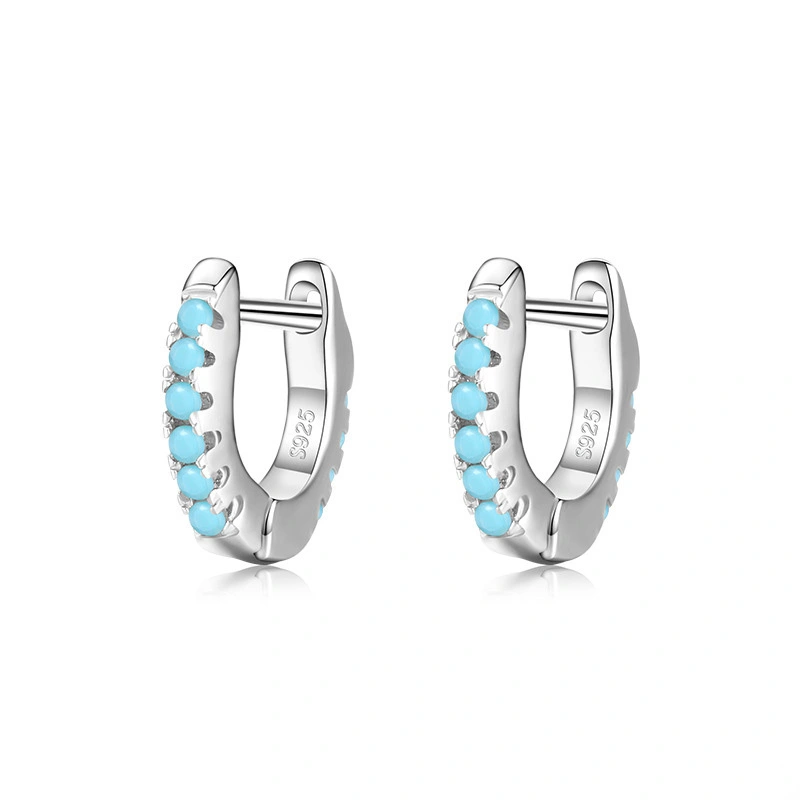 Hainon 2021 fashion s925 silver small sweet and lovely hoop earrings female earring jewelry  Gift card flannel bag set 1