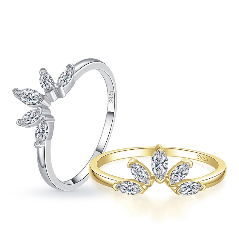 Hainon s925 silver crown zircon simple fashion ring personality stacking index finger ring Gift card flannel bag set 1