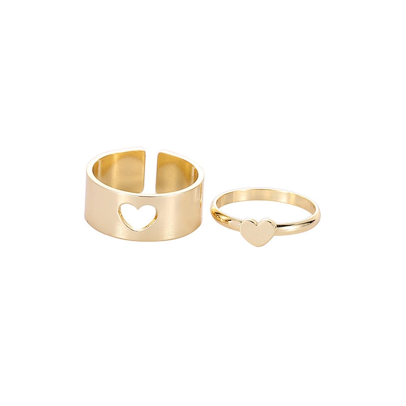 Hainon Fashion Gold Silver Color Moon Heart Couples Rings for Women Wedding Cute Jewelry Butterfly Open Star Hollow Rings 1