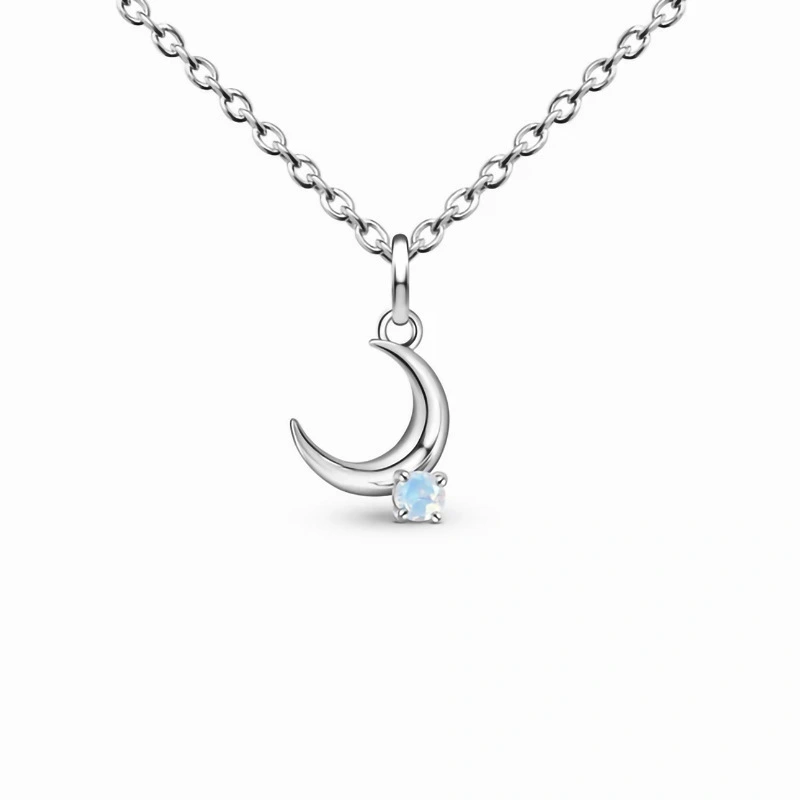 Hainon S925 Sterling Silver Moon Pendant Necklace For Women Fashion Jewelry Necklace 1