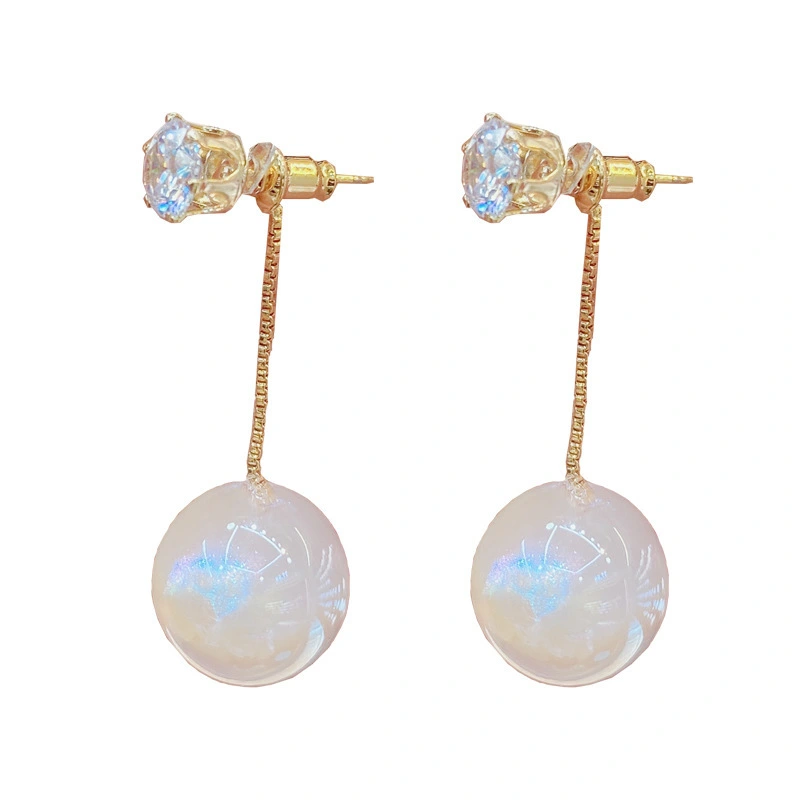 Hainon 2022 stud earrings women Mermaid Pearl Colorful Super Flash pearl earrings 1