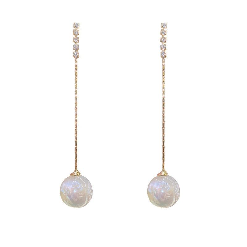 Hainon 2022 long stud earrings women Mermaid Pearl Colorful Super Flash pearl earrings Fashion Jewelry 1