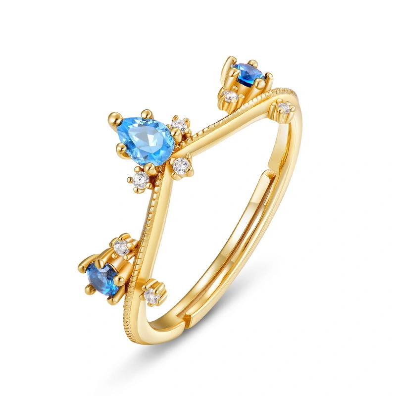 Hainon crystal 18k gold jewelry bling wedding ring adjustment women's jewelry ring 1