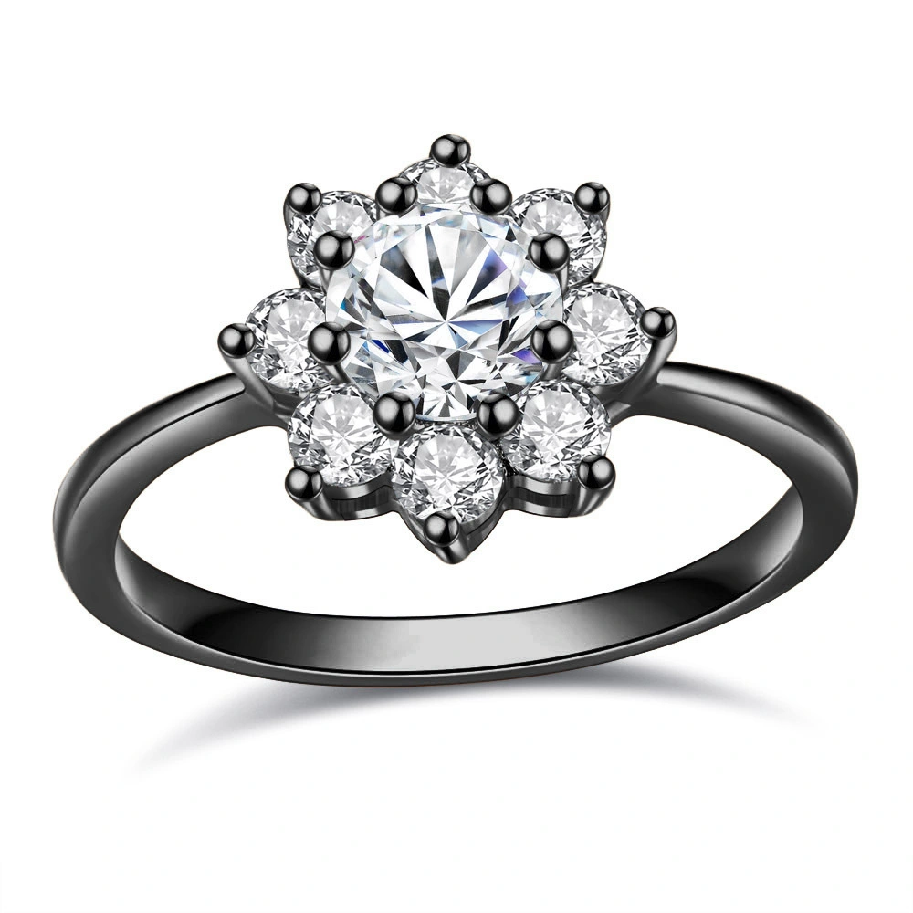 Hainon flower Snowflake rings zircon wedding engagement ring Jewelry Gifts for women Gift card flannel bag set 1
