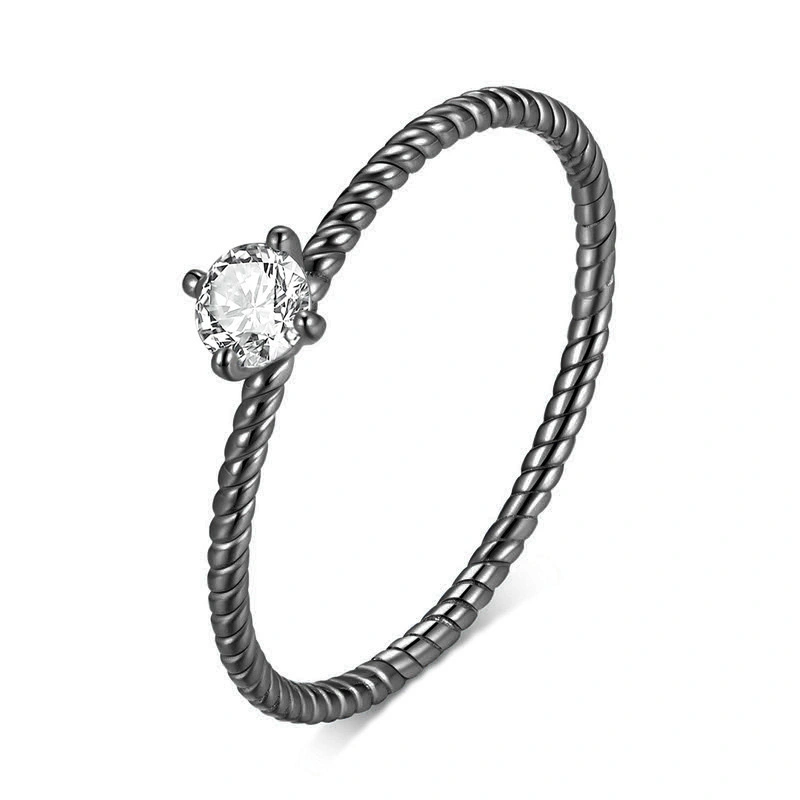Hainon Black Gun Plated ring Women's Engagement Ring Adjustable Rings Jewelry for Women gift card flannel bag set 1