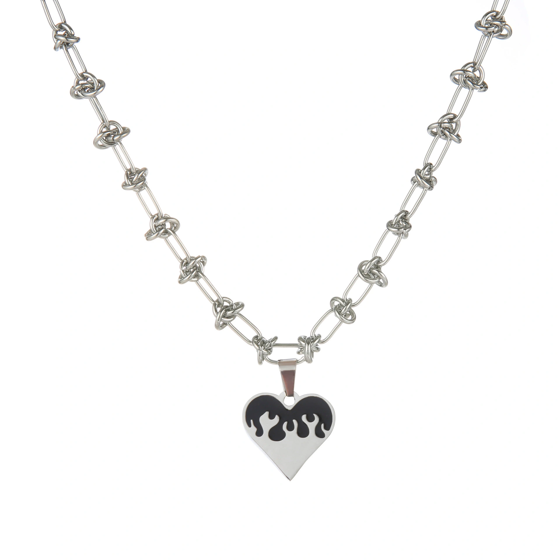 Hainon Love necklace jewelry niche design titanium steel heart flame clavicle chain couple accessories tide 1