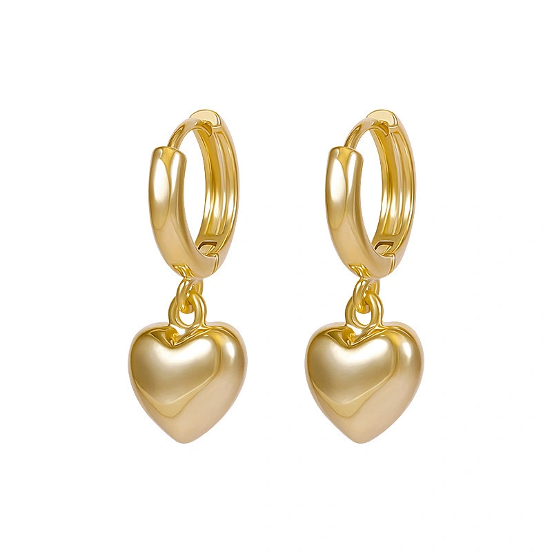 Hainon brass earring Gold small peach heart earrings new earrings female simple high quality niche jewelry 1
