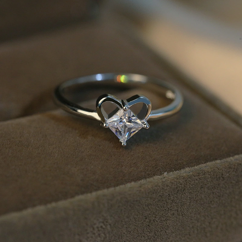 Hainon New s925 sterling silver trendy fashion love heart zircon ring jewelry for women girl wholesale 1